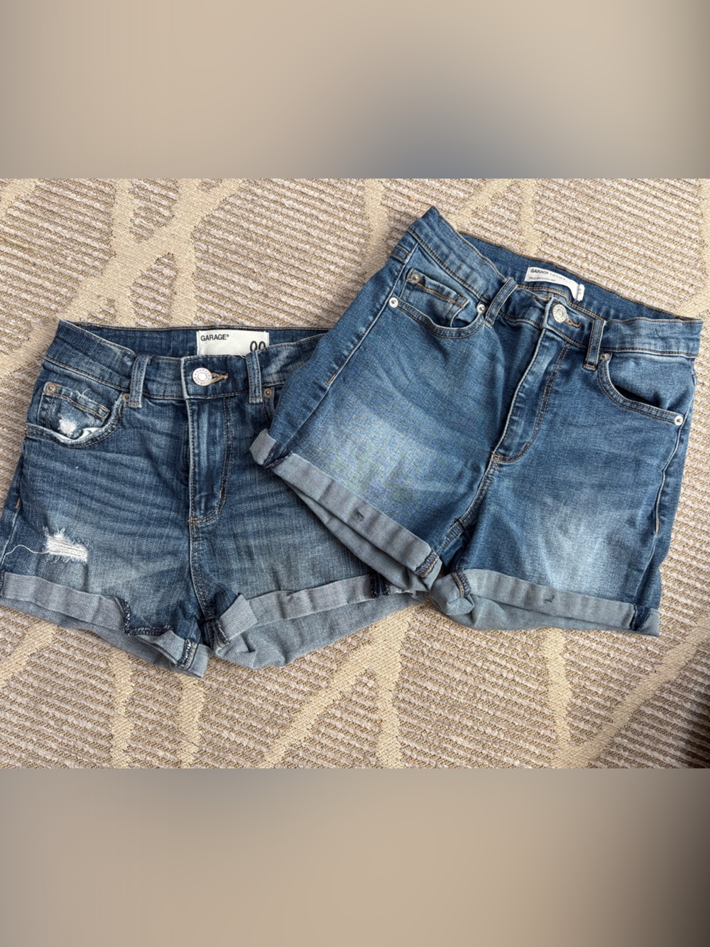 Garage Women's Blue Denim Jean Shorts 2 pairs - Rolled Hem